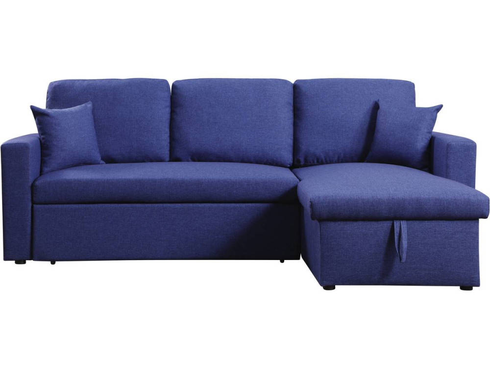 Hoekbank met opbergruimte slaapbank meubel links of rechts bank "Alain" - 3 zits - Blauw