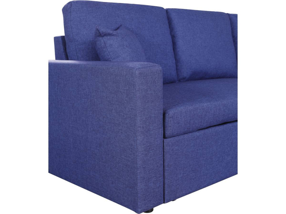 Hoekbank met opbergruimte slaapbank meubel links of rechts bank "Alain" - 3 zits - Blauw