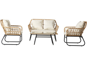 Tuinset rotan "Melo" - 4 personen - Wit / Bruin