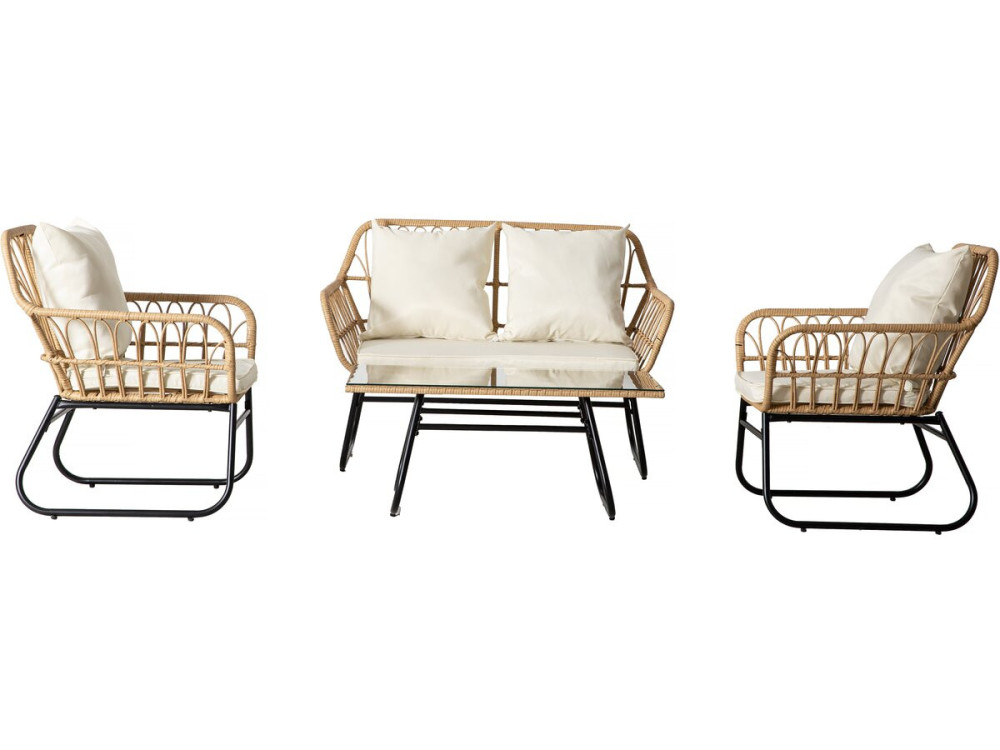 Tuinset rotan "Melo" - 4 personen - Wit / Bruin