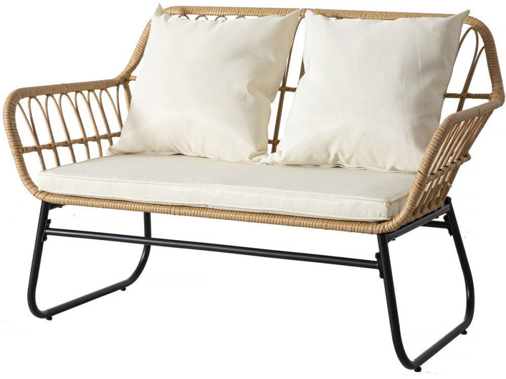 Tuinset rotan "Melo" - 4 personen - Wit / Bruin