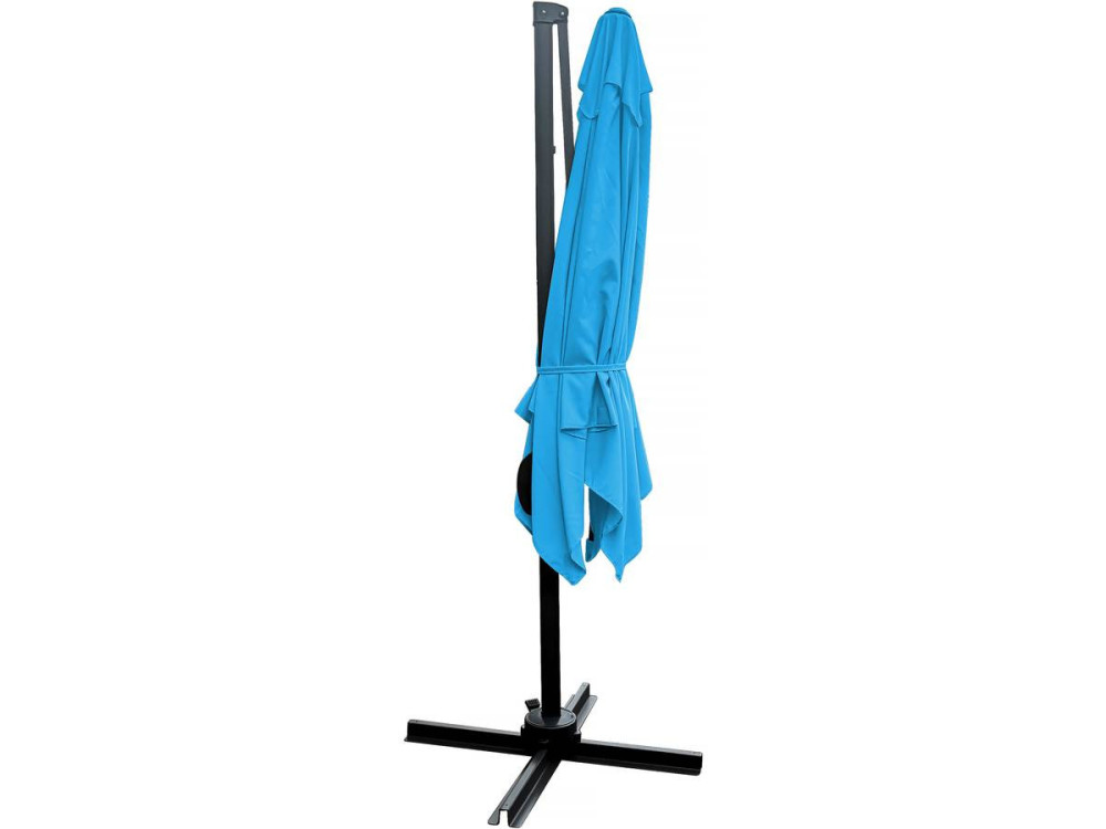 Parasol vrijhangend tuin zweefparasol "Soleil" - Vierkant - 2,5 x 2,5 m - Blauw + beschermhoes parasol