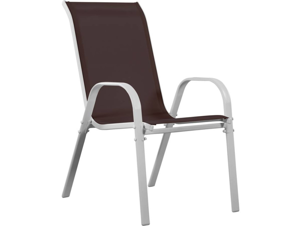 Tuinstoel "Cordoba" stoel fauteuil outdoor textileen - Phoenix - Taupe - grijs bruin - Set 4 stuks
