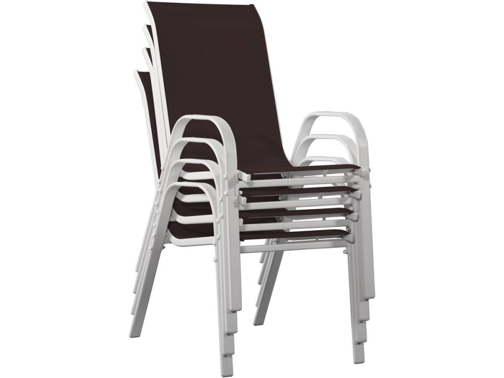 Tuinstoel "Cordoba" stoel fauteuil outdoor textileen - Phoenix - Taupe - grijs bruin - Set 4 stuks