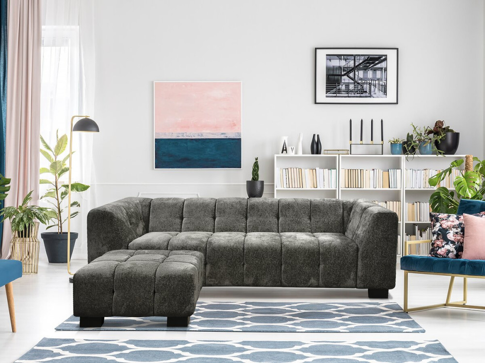 Bank 3 zits design chenille stoffen meubel "Foch"- Grijs