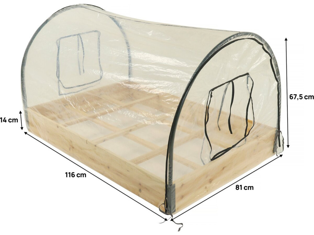 Houten moestuin vierkant 116 x 81 x 67,5 cm "Muscari" - met frame kasdek