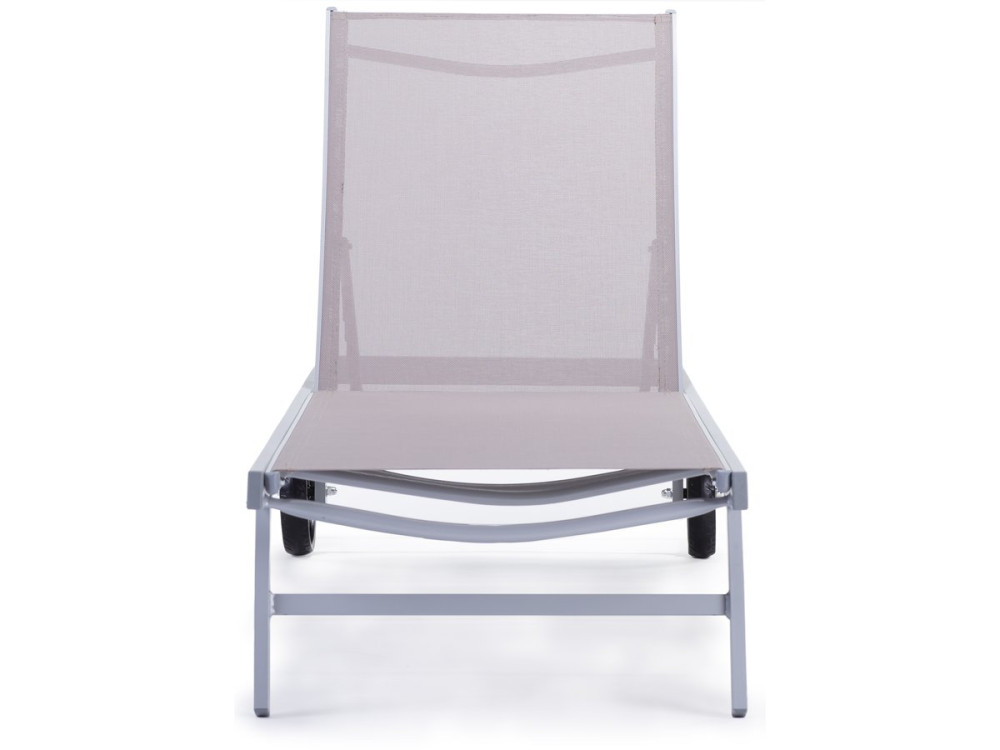 Ligbed tuin ligstoel met wielen aluminium textileen "Bella" - Taupe - grijs bruin