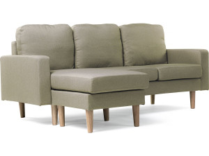 Bank hoekbank links rechts stoffen meubel "Gabby" - 3 zits - Beige - lichtbruin