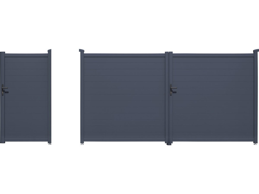 Tuinpoort set dubbele poort + tuindeur "Marc" - Grijs