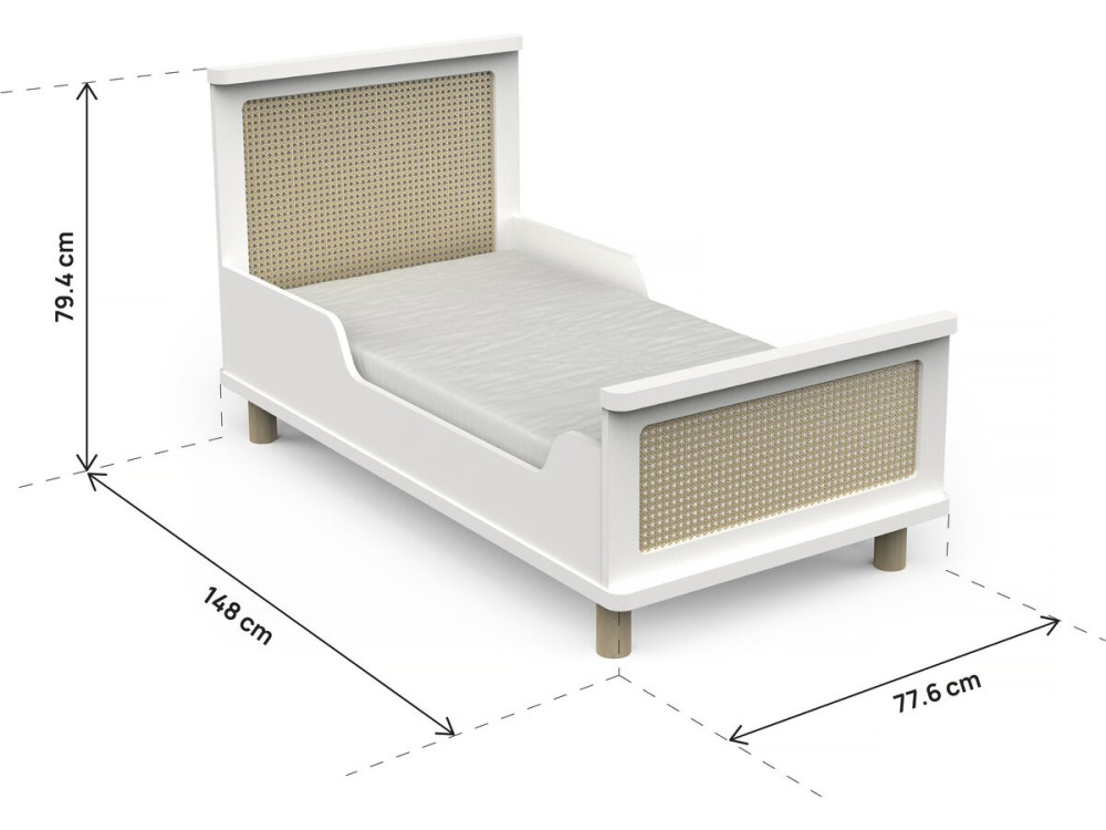 Kinderbed "Ochna" - 70 x 140 cm - Mat wit
