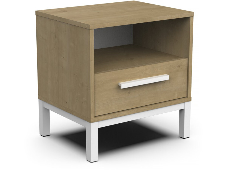 Craft" nachtkastje - Hout - 1 lade - Bruin/wit