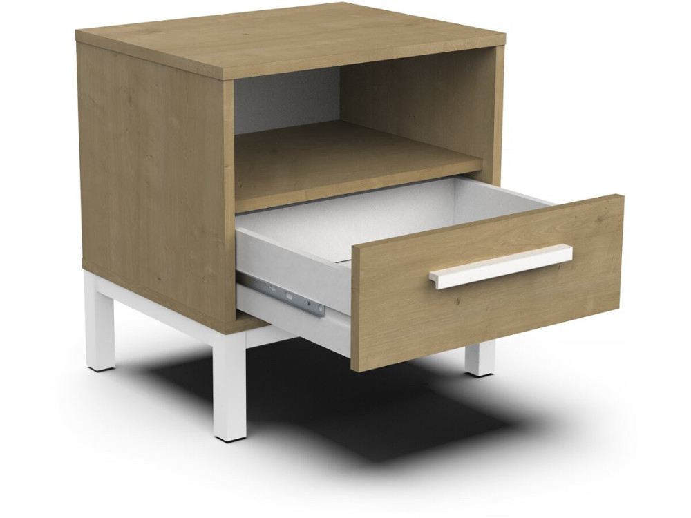 Craft" nachtkastje - Hout - 1 lade - Bruin/wit
