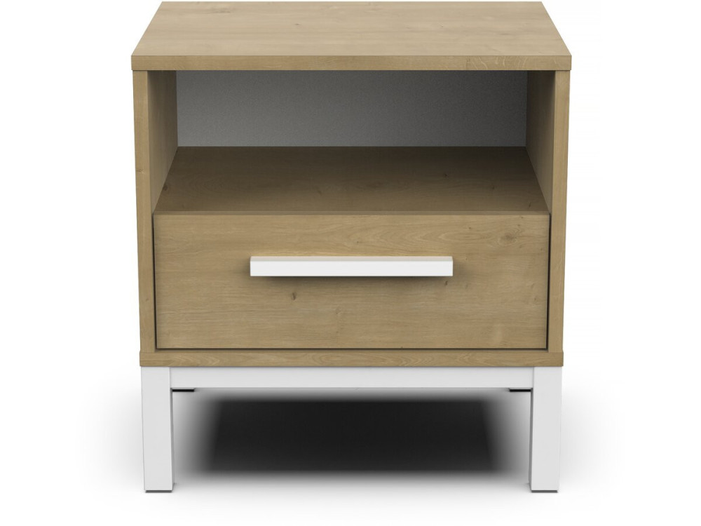Craft" nachtkastje - Hout - 1 lade - Bruin/wit