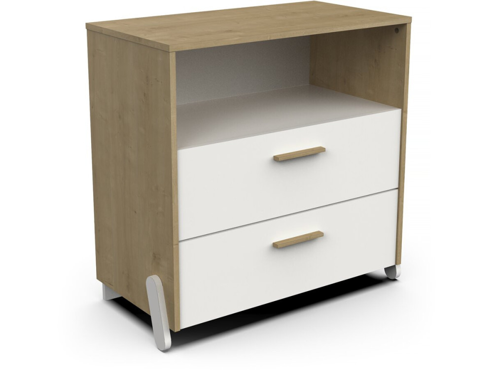 Naili" kindercommode met 2 laden en een nis - Wit