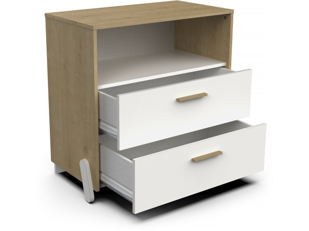 Naili" kindercommode met 2 laden en een nis - Wit