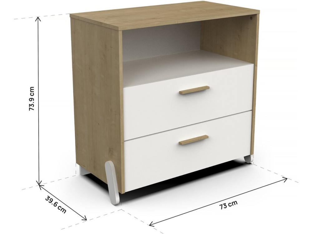 Naili" kindercommode met 2 laden en een nis - Wit