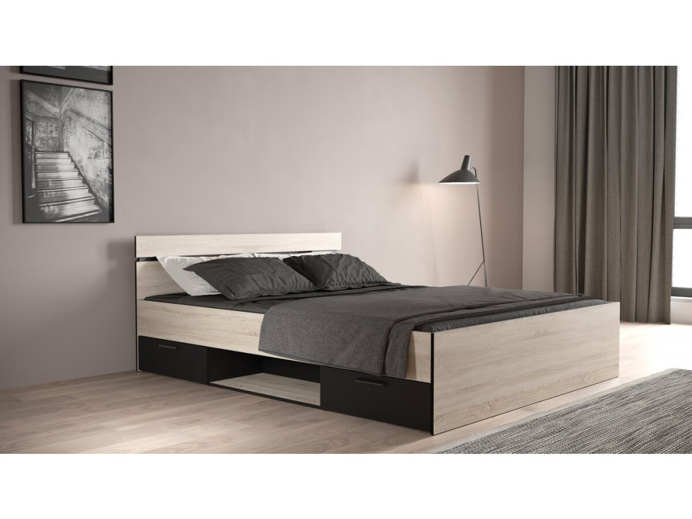 Houten tweepersoonsbed "Michigan" - 160 x 200 cm - Beige