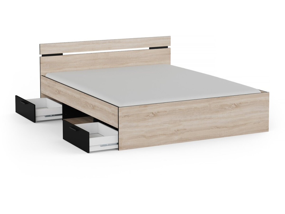 Houten tweepersoonsbed "Michigan" - 160 x 200 cm - Beige
