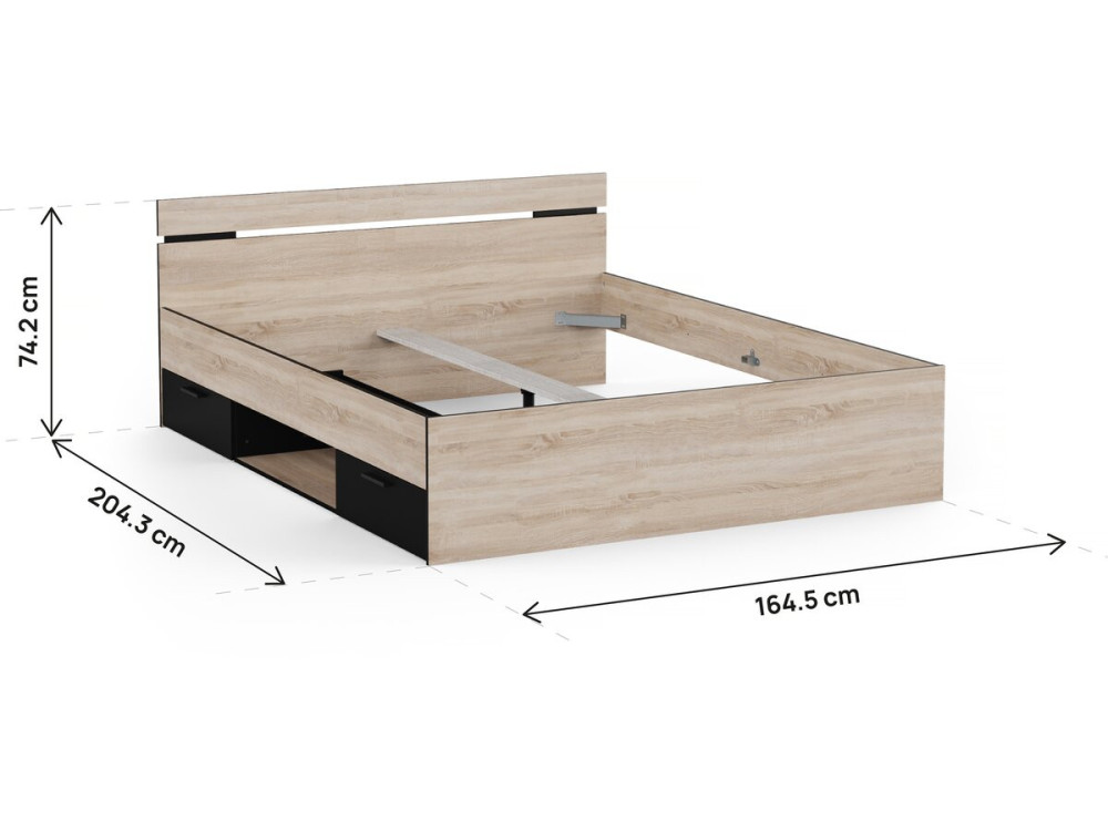 Houten tweepersoonsbed "Michigan" - 160 x 200 cm - Beige
