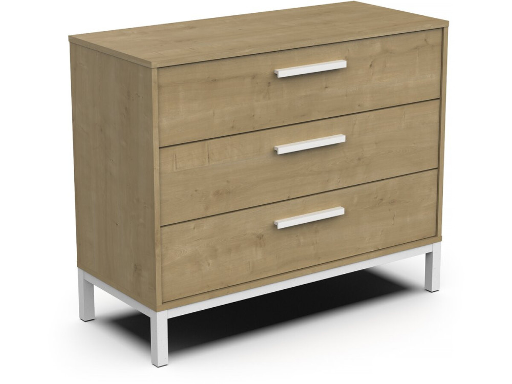 "CRAFT" ladekast - Hout - 3 lades - Bruin/Wit