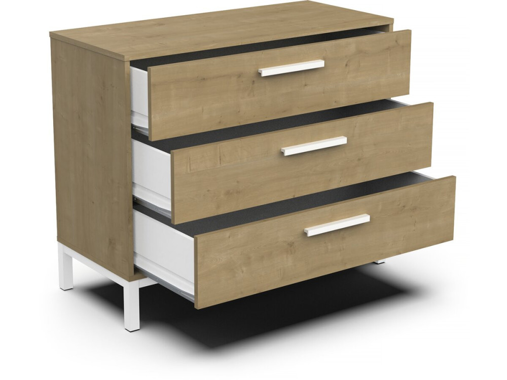 "CRAFT" ladekast - Hout - 3 lades - Bruin/Wit