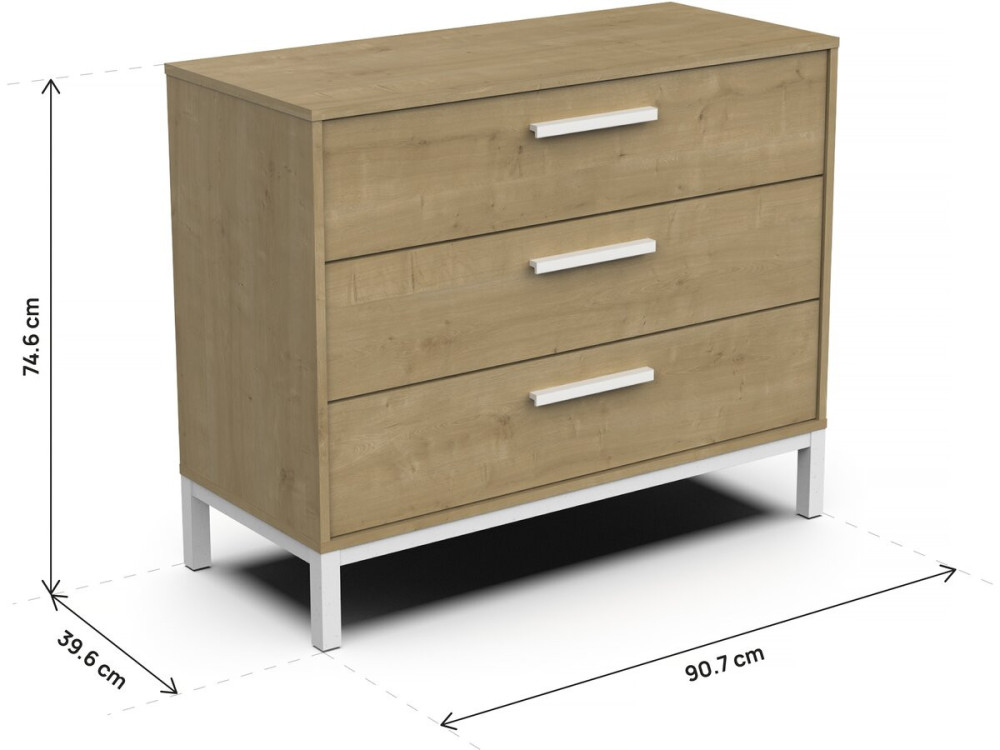 "CRAFT" ladekast - Hout - 3 lades - Bruin/Wit