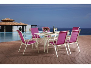 Tuinset textileen "Cordoba" - Phoenix - 6 zits - Fuschia 2