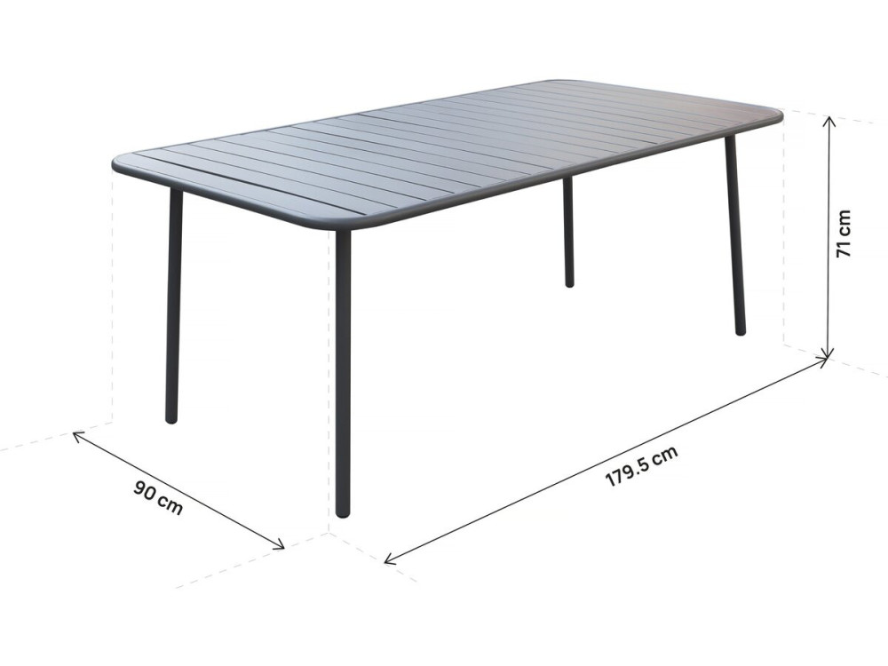 Metalen tuinmeubelset "Bilbao" - 8 zitplaatsen - Grijs