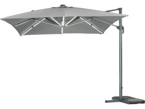 Parasol vrijhangend tuin zweefparasol led aluminium "Sun 3 Luxe" 3 x 3 m - Grijs