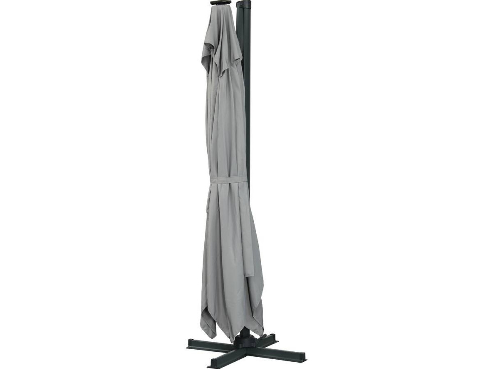 Parasol vrijhangend tuin zweefparasol led aluminium "Sun 3 Luxe" 3 x 3 m - Grijs