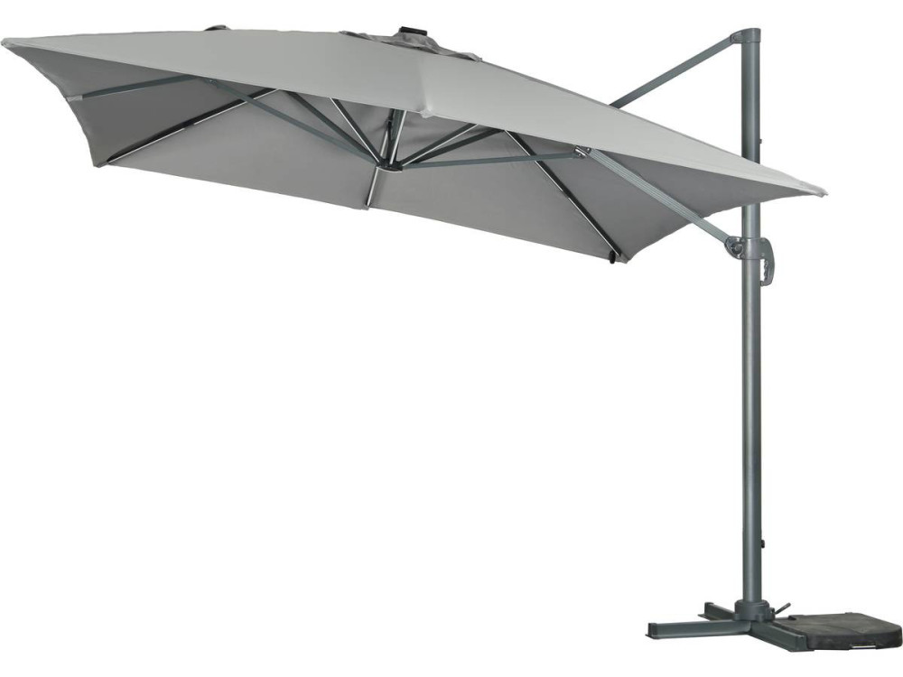 Parasol vrijhangend tuin zweefparasol led aluminium "Sun 3 Luxe" 3 x 3 m - Grijs