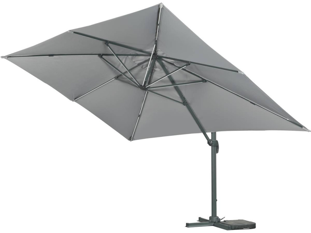 Parasol vrijhangend tuin zweefparasol led aluminium "Sun 3 Luxe" 3 x 3 m - Grijs
