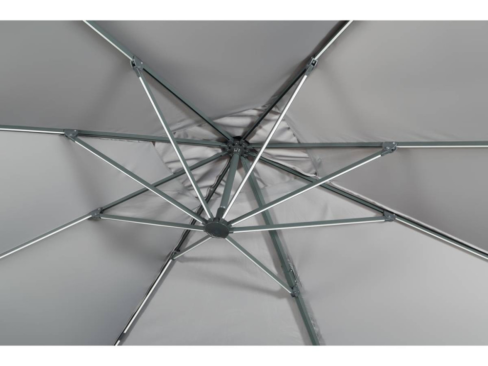 Parasol vrijhangend tuin zweefparasol led aluminium "Sun 3 Luxe" 3 x 3 m - Grijs