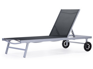 Ligbed tuin ligstoel met wielen aluminium textileen "Bella" - Grijs