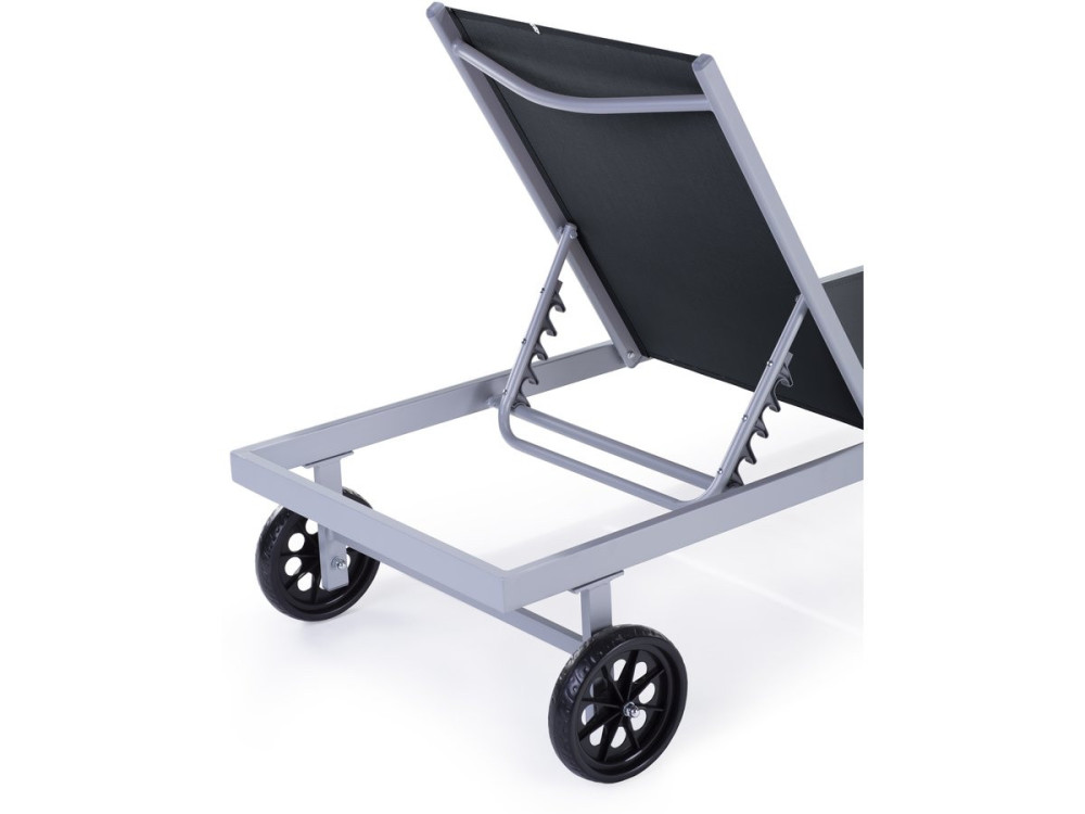Ligbed tuin ligstoel met wielen aluminium textileen "Bella" - Grijs