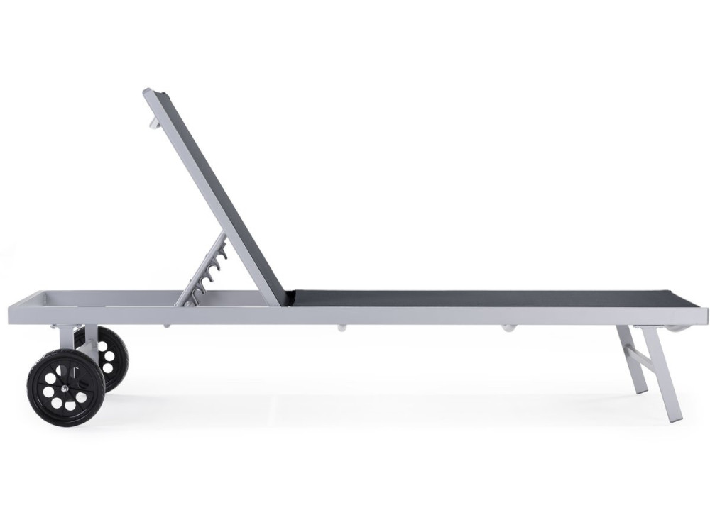 Ligbed tuin ligstoel met wielen aluminium textileen "Bella" - Grijs