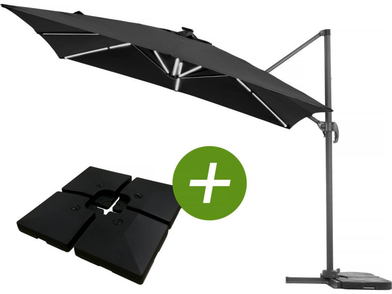 Alu "Sun 4 Luxe" LED afgevoerde tuinparasol - Rechthoek - 3 x 4 m - Ballast inbegrepen