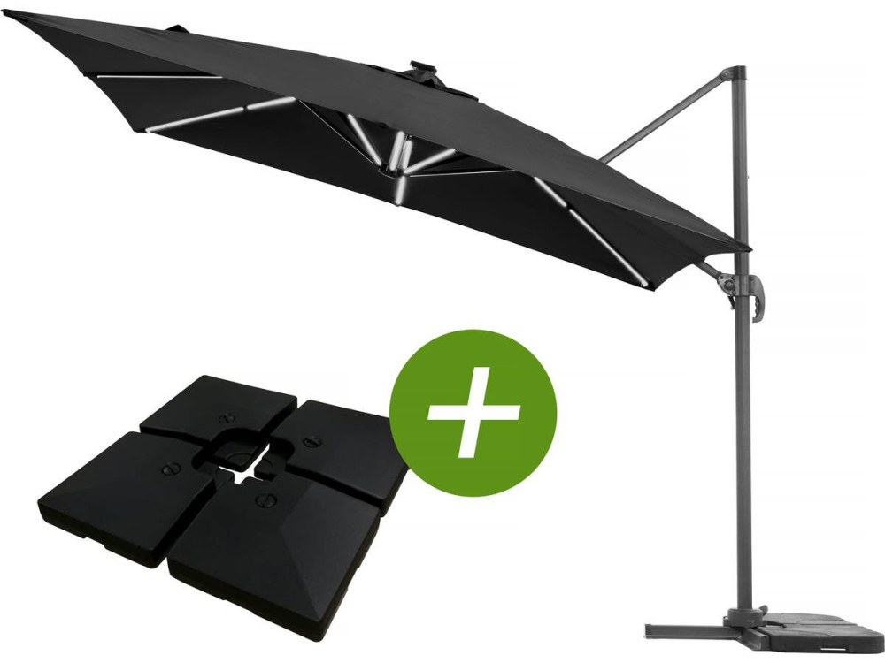 Alu "Sun 4 Luxe" LED afgevoerde tuinparasol - Rechthoek - 3 x 4 m - Ballast inbegrepen