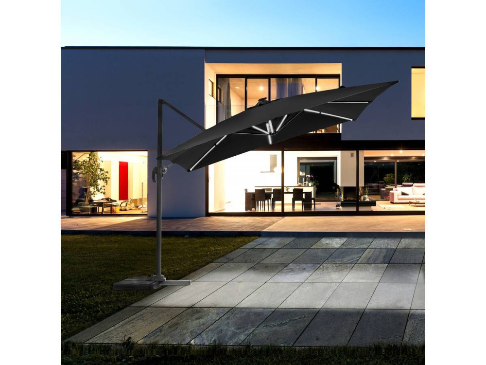 Alu "Sun 4 Luxe" LED afgevoerde tuinparasol - Rechthoek - 3 x 4 m - Ballast inbegrepen