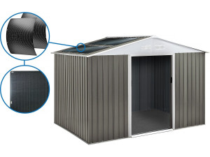 Tuinhuisje metaal "Dallas" -8.84 m² met zonnepanelen - Taupe - grijs bruin