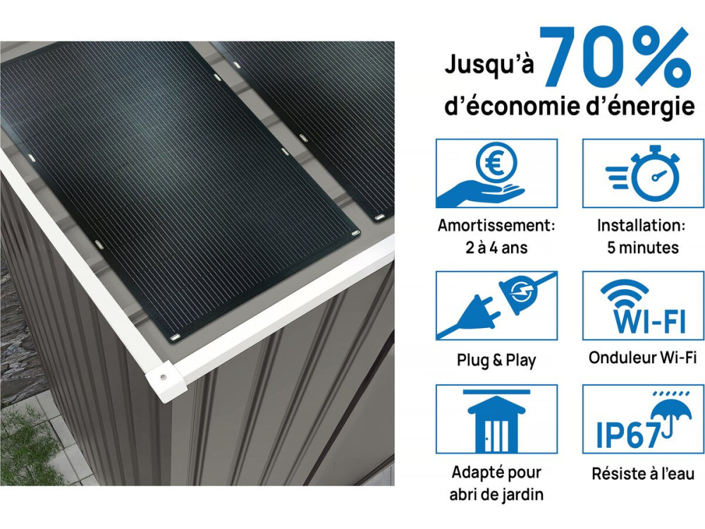 Tuinhuisje metaal "Dallas" -8.84 m² met zonnepanelen - Taupe - grijs bruin
