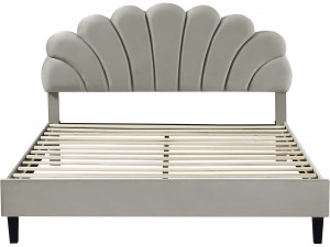 Tweepersoonsbed velours fluweel schelp design "Manon" - 160 x 200 cm - Grijs