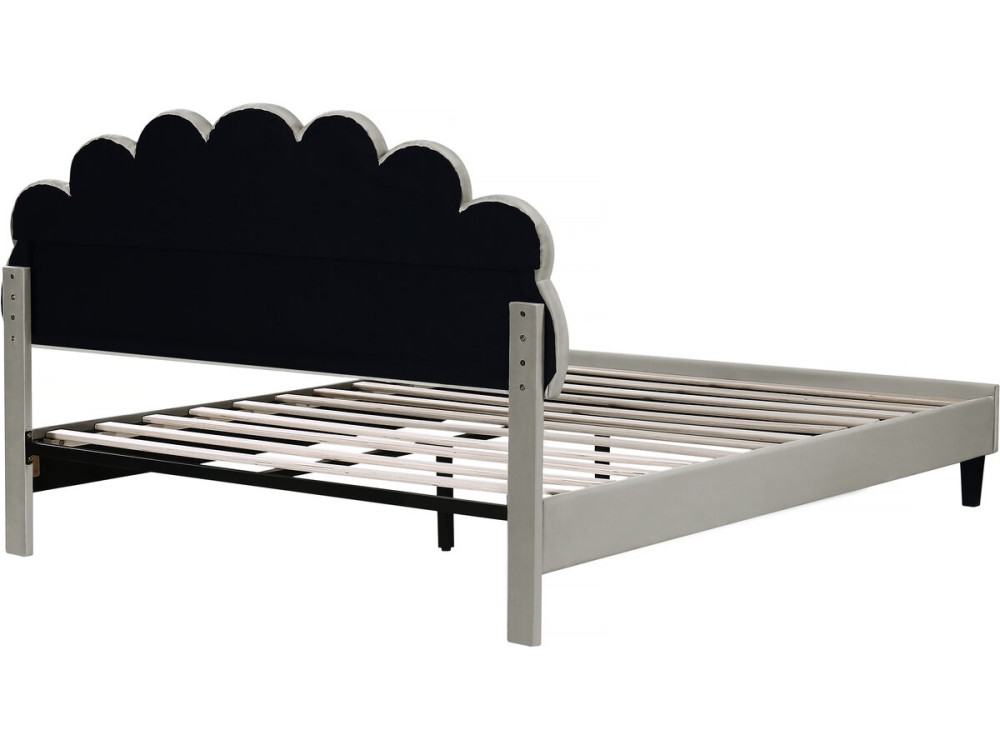 Tweepersoonsbed velours fluweel schelp design "Manon" - 160 x 200 cm - Grijs