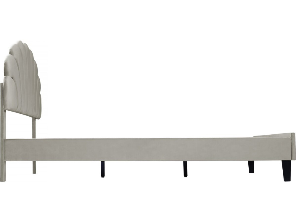 Tweepersoonsbed velours fluweel schelp design "Manon" - 160 x 200 cm - Grijs