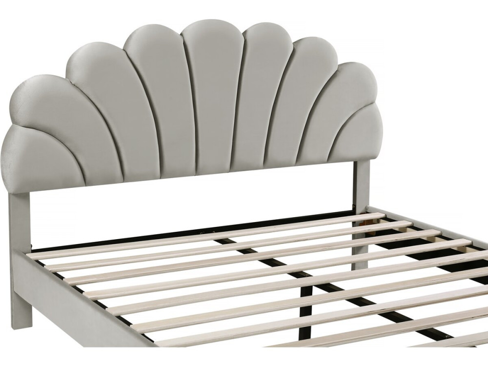 Tweepersoonsbed velours fluweel schelp design "Manon" - 160 x 200 cm - Grijs