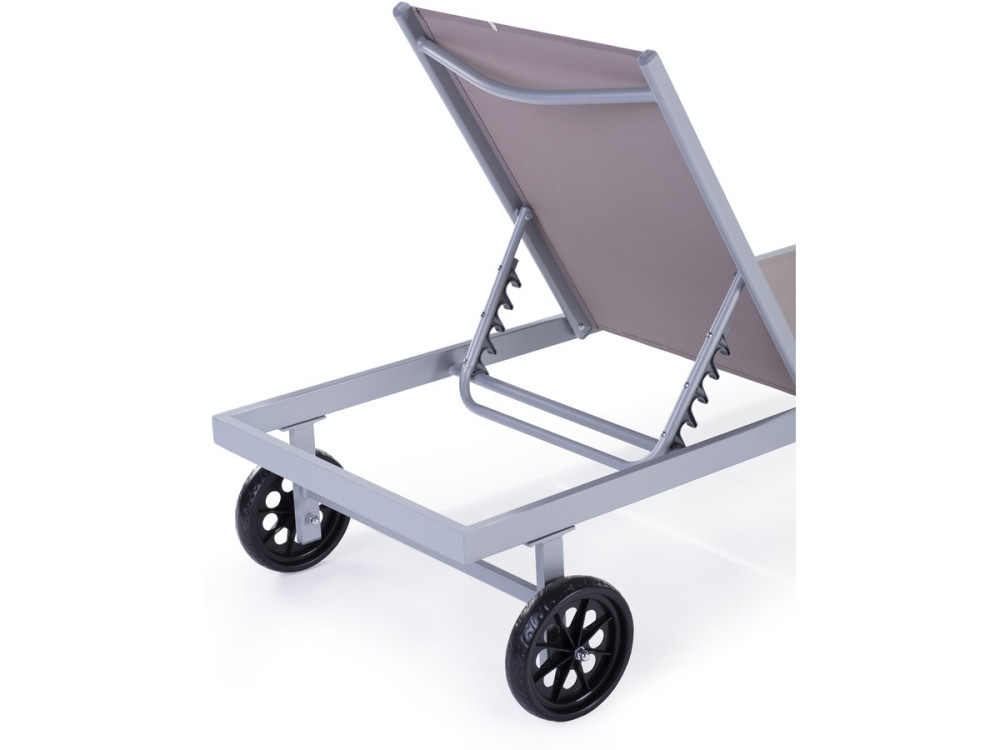 Ligbed tuin ligstoel verstelbaar aluminium textiel "Bella" - Phoenix - Taupe - grijs bruin - Set 2 stuks