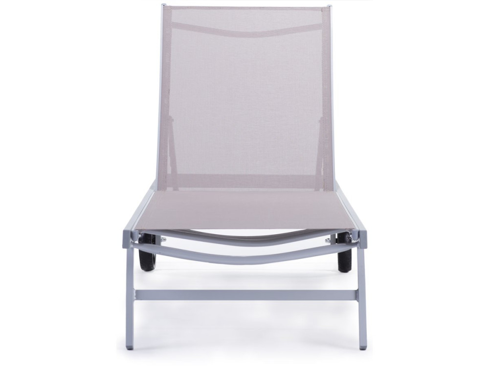 Ligbed tuin ligstoel verstelbaar aluminium textiel "Bella" - Phoenix - Taupe - grijs bruin - Set 2 stuks