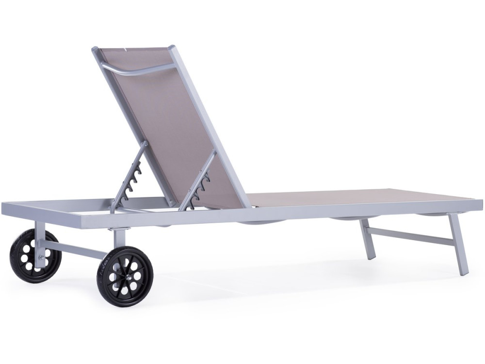 Ligbed tuin ligstoel verstelbaar aluminium textiel "Bella" - Phoenix - Taupe - grijs bruin - Set 2 stuks