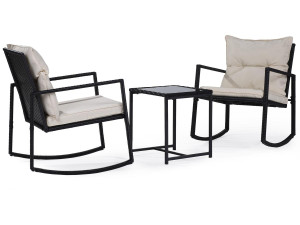 Tuinset tuinmeubelen set met 2 schommelstoelen "Sami" - Zwart/Beige