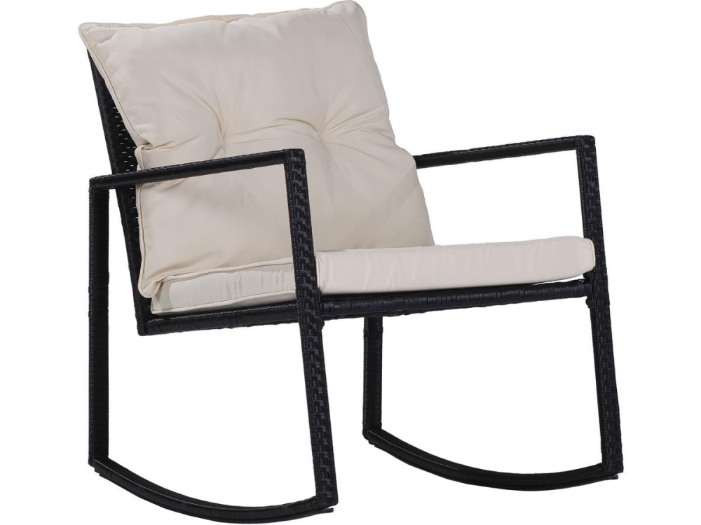 Tuinset tuinmeubelen set met 2 schommelstoelen "Sami" - Zwart/Beige